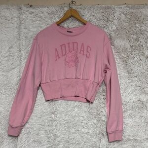 Adidas Women's Rose Pink Cropped Hoodie